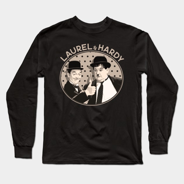 Laurel & Hardy - Give Me a Light (Sepia) Long Sleeve T-Shirt by PlaidDesign